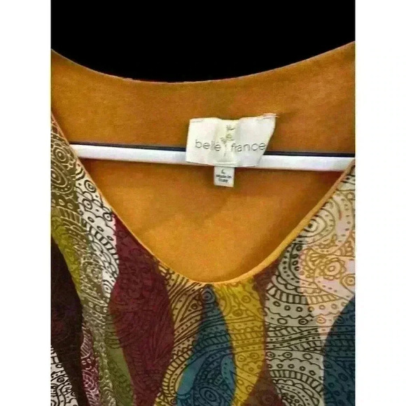 BELLE FRANCE PEASANT BOHO FLOWY LINED TOP AUTUMN COLORS SIZE L LARGE ITALY - Picture 4 of 4